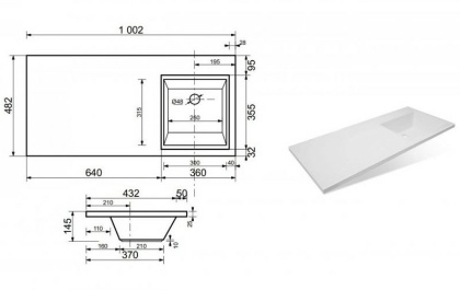 Раковина Эстет Даллас 100 R ФР-00002062 над стиральной машиной Белая