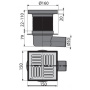 Сливной трап 150×150/50 мм боковой сток, решетка из нержавеющей стали, гидрозатвор мокрый