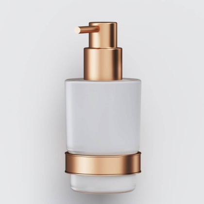 Стеклянный диспенсер для жидкого мыла с настенным держателем, розовое золото A85A36944