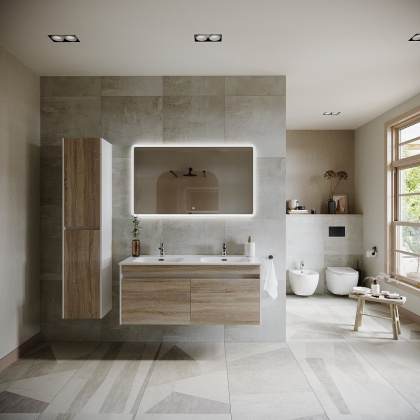 Тумба подвесная SANCOS Smart 1190х450х500, 4 ящика оснащенными доводчиками, дуб бардолино/белый  , арт. SM120-2E