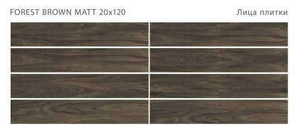 Керамогранит матовый FOREST BROWN 20x120 MATT, Forest