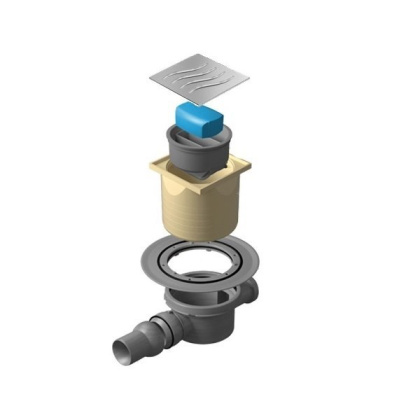 13000016 Точечный трап 100х100 мм Confluo Standard Dry 2,с сухим затвором, металл с перфорацией Tide (Волна), без рамки Исполнение: Хром  13000016 Точечный трап 100х100 мм Confluo Standard Dry 2,с сухим затвором, металл с перфорацией Tide (Волна), без рамки Исполнение: Хром