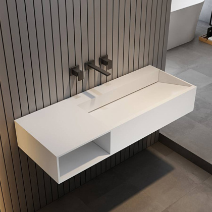 Тумба с раковиной ABBER Stein AS2640-1.2 L подвесная, белая матовая Тумба с раковиной ABBER Stein AS2640-1.2 L подвесная, белая матовая