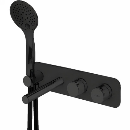 CZR-B-VDM1-T-NOP Встраиваемый термостатический смеситель для ванны и душа однорычажный, в комплекте с ручным душем, исполнение черный матовый