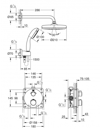 Душевой комплект Grohe Grohtherm 34727000 Душевой комплект Grohe Grohtherm 34727000