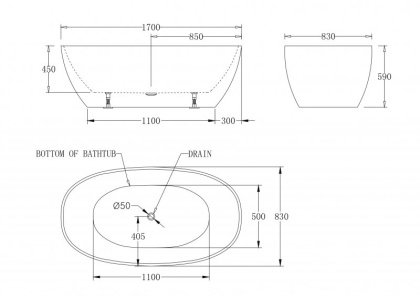 Акриловая ванна BELBAGNO BB81-1700 Акриловая ванна BELBAGNO BB81-1700