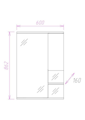 Шкаф-зеркало Onika Элита 60, оливковый, правый, с подсветкой