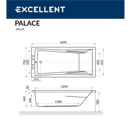 Ванна EXCELLENT Palace 170x75 "LINE" (бронза) Ванна EXCELLENT Palace 170x75 "LINE" (бронза)