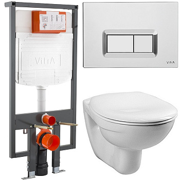 Унитаз подвесной КОМПЛЕКТ Vitra Normus с инталляцией, кнопкой, сиденьем м/лифт
