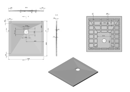 Поддон для душа из искусственного камня VST-4SR8080W, 800*800*25, белый матовый Поддон для душа из искусственного камня VST-4SR8080W, 800*800*25, белый матовый