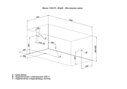 Акриловая ванна Aquanet Bright 145x70 (с каркасом) Акриловая ванна Aquanet Bright 145x70 (с каркасом)