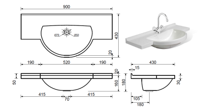 Раковина "Kuba silk" 900х430 Раковина "Kuba silk" 900х430