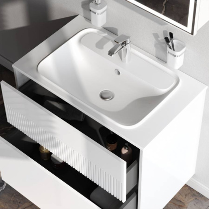 База под раковину, 2 ящика, 80 см, белый матовый M8FFUX0802WM