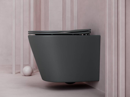 Подвесной унитаз Balearica Rimless (цвет Темный Антрацит Матовый) Подвесной унитаз Balearica Rimless (цвет Темный Антрацит Матовый)