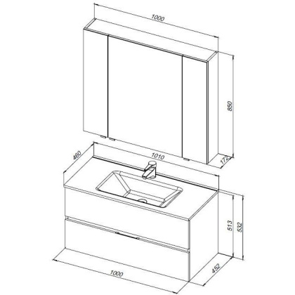 Мебель для ванной Aquanet Алвита New 100 2 ящика, дуб веллингтон белый Мебель для ванной Aquanet Алвита New 100 2 ящика, дуб веллингтон белый