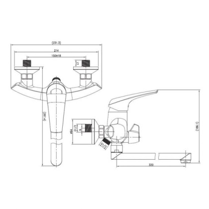 Смеситель для ванны с душем Aquanet Techno SD90889A