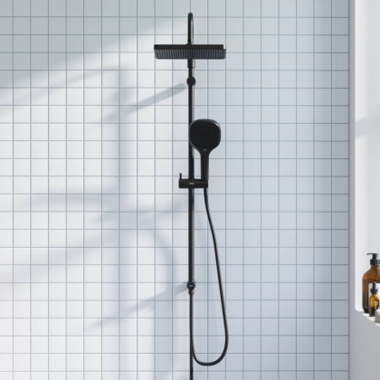 940000300 Merkur душ.система: верх.душ 310*200 мм, ручн.душ 3 ф-ции 130*250 мм, штанга 1050-1450, черная 940000300 Merkur душ.система: верх.душ 310*200 мм, ручн.душ 3 ф-ции 130*250 мм, штанга 1050-1450, черная