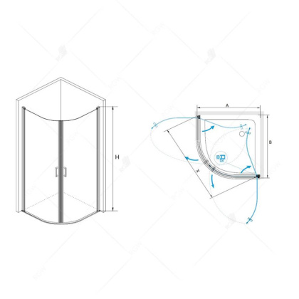 Душевой уголок RGW Leipzig LE-54 90x90 профиль Хром стекло прозрачное
