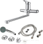 OneLife P11-218cr полимерный смеситель для ванны/душа с длинным изливом с душевым набором, хром