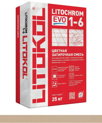 Затирка цементная LITOCHROM 1-6 EVO LE.225 бежевый 25кг Затирка цементная LITOCHROM 1-6 EVO LE.225 бежевый 25кг
