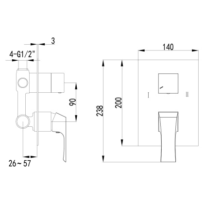 Смеситель Lemark Unit LM4527C для ванны и душа, встраиваемый Смеситель Lemark Unit LM4527C для ванны и душа, встраиваемый