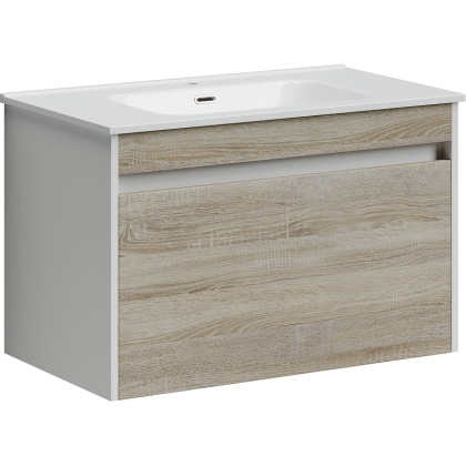 Тумба подвесная SANCOS Smart 790х450х500, c двумя ящиками оснащенными доводчиками, дуб бардолино/белый , арт. SM80E Тумба подвесная SANCOS Smart 790х450х500, c двумя ящиками оснащенными доводчиками, дуб бардолино/белый , арт. SM80E