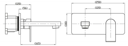 NOV-BLVM-IN Смеситель для раковины встраиваемый, нержавеющая сталь, исполнение сатин