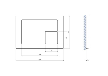 Кнопка CORNER пластик хром матовый