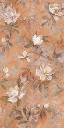 Панно VT\B413\4x\11037R Магнолия 2 матовый (60см*120см*9мм) (1шт/0,72м2) из 4 частей (30х60) флора, шт