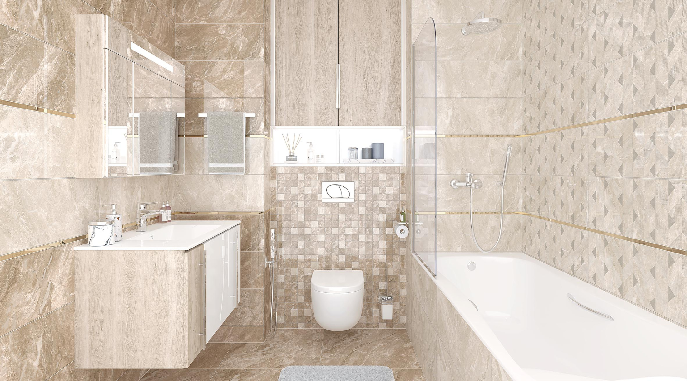 Плитка настенная Gobi бежевый 25х75 (9шт/1,69м2),м2