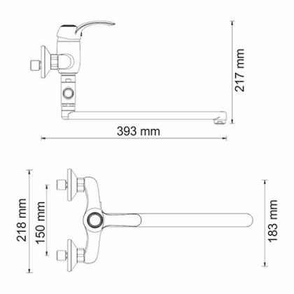 Isar 1302L Смеситель для ванны с длинным изливом Isar 1302L Смеситель для ванны с длинным изливом