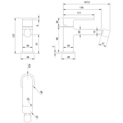 Смеситель для биде OMNIRES BARETTI BA7820BL (черный BLM) Смеситель для биде OMNIRES BARETTI BA7820BL (черный BLM)