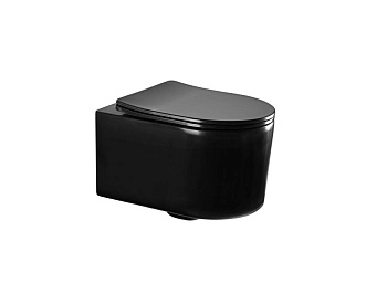 Унитаз-компакт подвесной безободковый AQUATEK МИЯ AQ2004-MB 490*370*340 мм, черный матовый, горизонтальный выпуск, тонкое сиденье с механизмом плавного закрывания, крепеж  Унитаз-компакт подвесной безободковый AQUATEK МИЯ AQ2004-MB 490*370*340 мм, черный матовый, горизонтальный выпуск, тонкое сиденье с механизмом плавного закрывания, крепеж