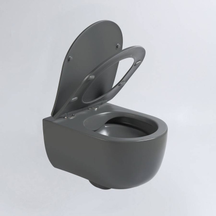 Унитаз подвесной Evo VT1-34SMA безободковый, цвет антрацит матовый, ультратонкое soft-close сиденье Унитаз подвесной Evo VT1-34SMA безободковый, цвет антрацит матовый, ультратонкое soft-close сиденье