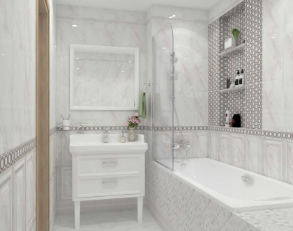 Плитка настенная 6343 Гран Пале белый (25см*40см*8мм) (11шт/1,1м2) , м2 Плитка настенная 6343 Гран Пале белый (25см*40см*8мм) (11шт/1,1м2) , м2