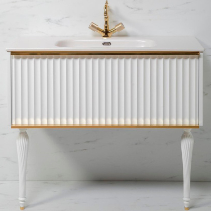 Тумба Canale 100 белая + Золото_Комплект 843-100-WG Boheme
