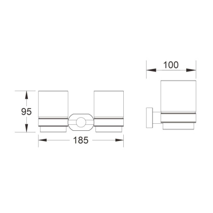 2 стакана с держателем, SG5122H Shevanik, Черный 2 стакана с держателем, SG5122H Shevanik, Черный