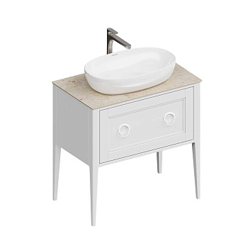 Тумба PLAZA Classic Neo напольная с ящиками 80, белая матовая PL.CN.80.1+1\WHT.M