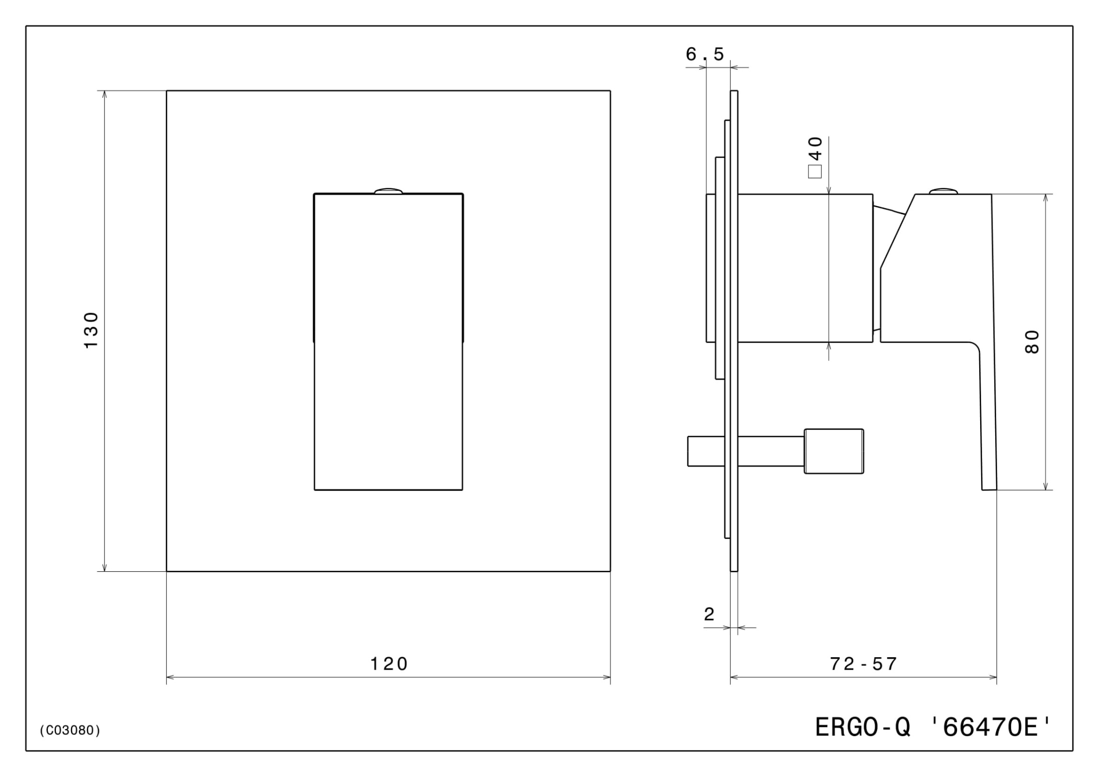 Встроенный однорычажный смеситель FUTURA для душа с переключателем на два потока, хром