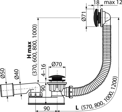 Сифон для ванны CLICK/CLACK, черный-мат Сифон для ванны CLICK/CLACK, черный-мат