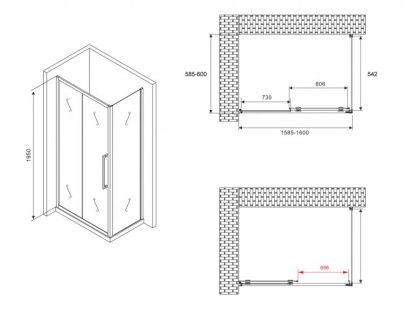 Душевой уголок ABBER Schwarzer Diamant AG30160BH-S60B