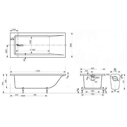 Ванна "Delta 180 silk" 1800х800