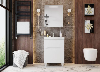 Шкаф-зеркало Onika Неаполь 60 белый, c LED подсветкой