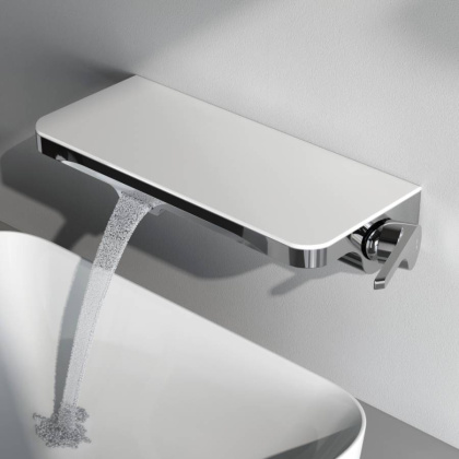 F8F72700 Func, встраиваемый смеситель на раковину с полкой и каскадным изливом, хром