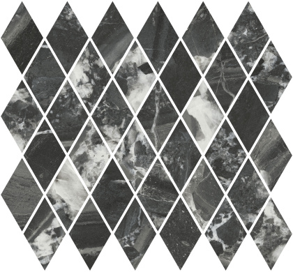 Декор Риальто мозаичный чёрный глянцевый 37,5x35x1