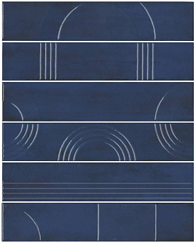 Панно Мажорель синий тёмный глянцевый (из 6 частей 6х28,5) 36x28,5x1