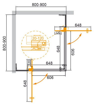Душевой уголок Cezares SLIDER-A-2-70/80-BR-NERO стекло бронзовое, профиль черный матовый Душевой уголок Cezares SLIDER-A-2-70/80-BR-NERO стекло бронзовое, профиль черный матовый
