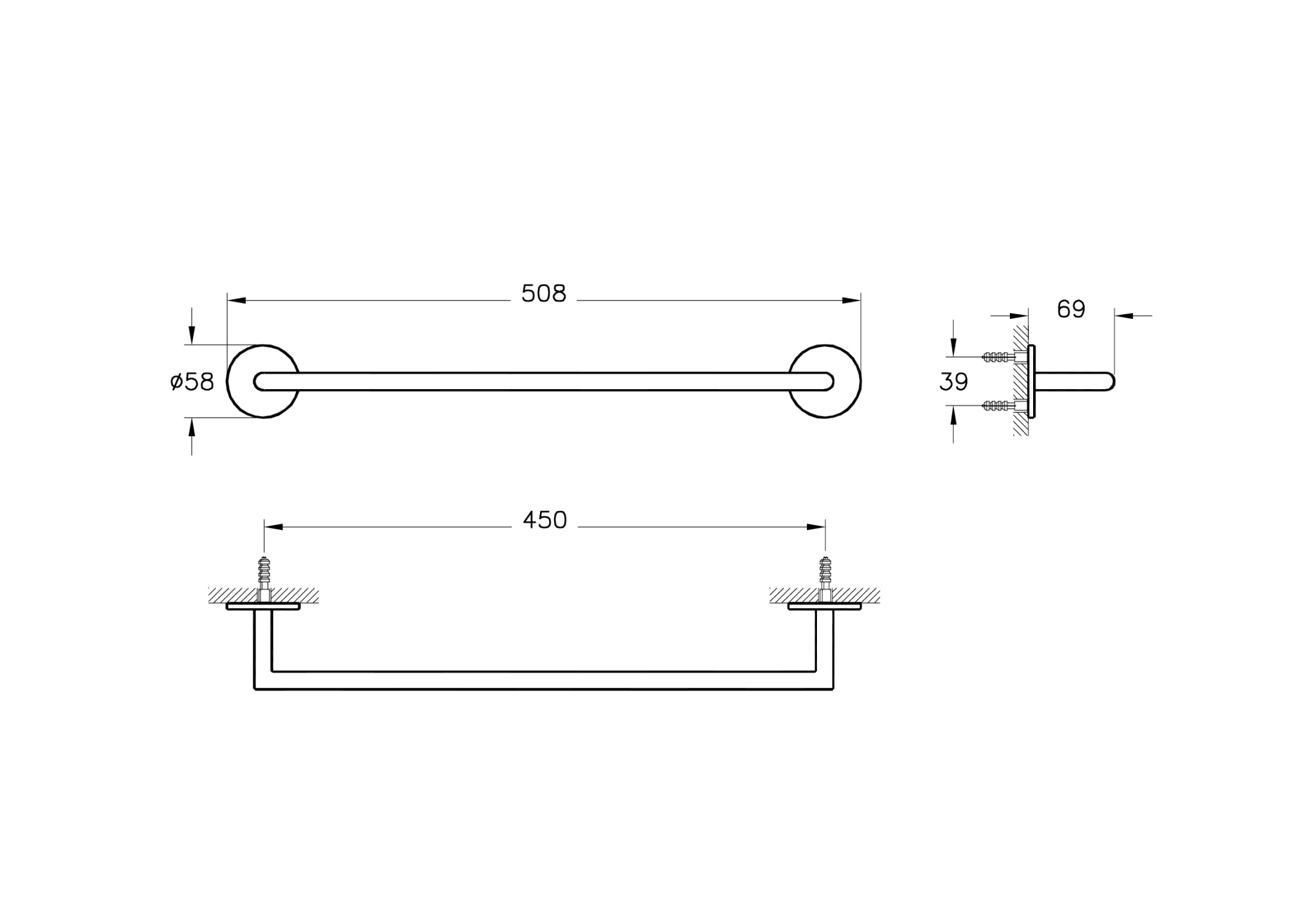 Origin Держатель полотенец, цвет черный матовый