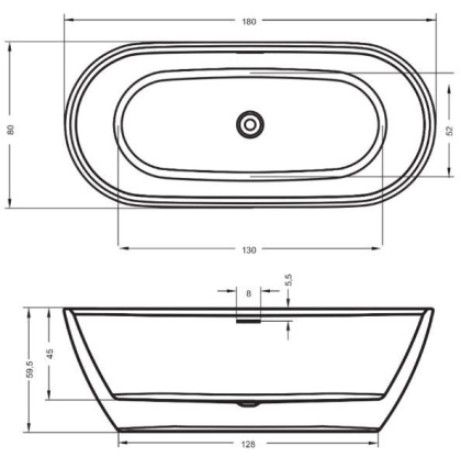 Акриловая ванна Riho Inspire 180 white Акриловая ванна Riho Inspire 180 white