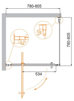 MOLVENO-A-1-80-C-Cr-IV Душевой уголок